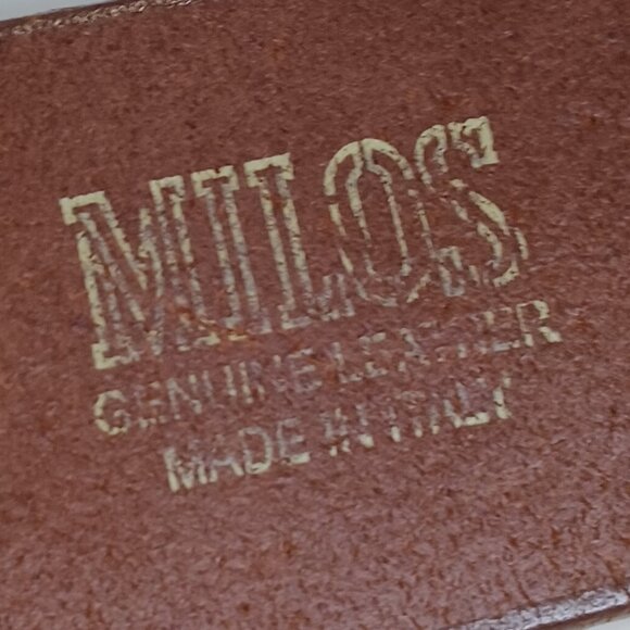 Vintage Milos Brown Leather Men's Belt size 38 Made in Italy - Picture 4 of 8